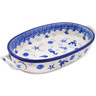 Polish Pottery Oval Baker with Handles 8-inch Marine Life