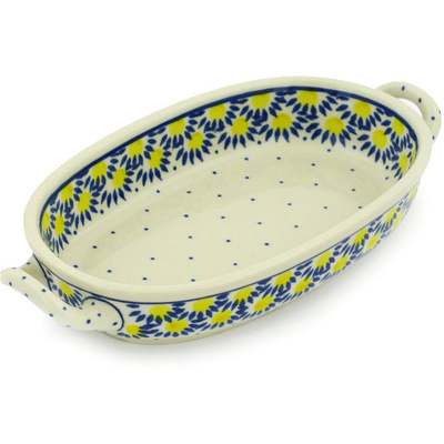 Polish Pottery Oval Baker with Handles 8-inch Radiant Scales