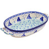 Polish Pottery Oval Baker with Handles 8-inch Sailing Day