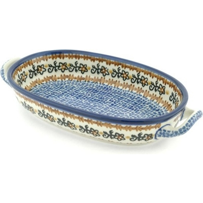 Polish Pottery Oval Baker with Handles 8-inch Southern Trail