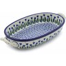 Polish Pottery Oval Baker with Handles 8-inch Water Tulip