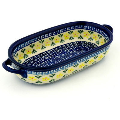 Polish Pottery Oval Baker with Handles 9&quot;