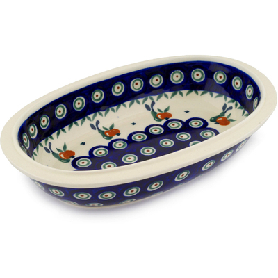 Polish Pottery Oval Bowl 10&quot; Apple Pears