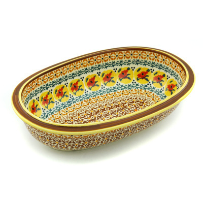 Polish Pottery Oval Bowl 10&quot; Autumn Festival