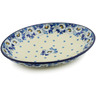 Polish Pottery Oval Bowl 10&quot; Blue Spring