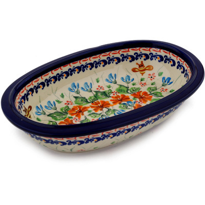 Polish Pottery Oval Bowl 10&quot; Bumble Bee UNIKAT