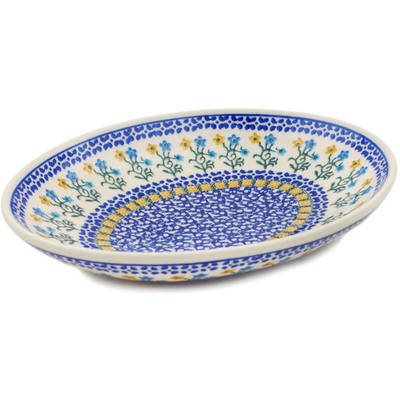 Polish Pottery Oval Bowl 10&quot; Field Of Wildflowers