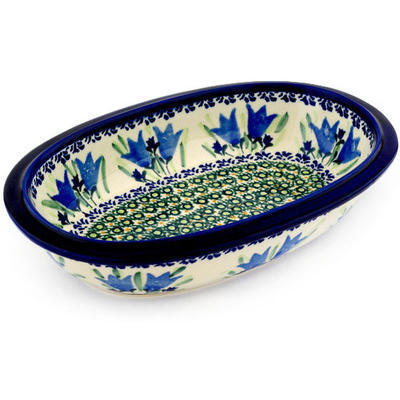 Polish Pottery Oval Bowl 10&quot; Tulip Fields UNIKAT