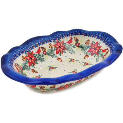 Polish Pottery Oval Bowl 11&quot; Cardinal&#039;s Home UNIKAT