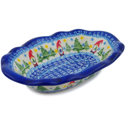Polish Pottery Oval Bowl 11&quot; Twinkle Twinkle Little Gnome
