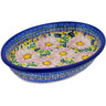 Polish Pottery Oval Bowl 12&quot; Pink Delight UNIKAT