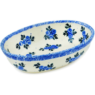 Polish Pottery Oval Bowl 7&quot; Blue Berry Special UNIKAT