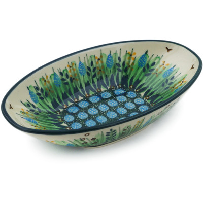 Polish Pottery Oval Bowl 7&quot; Prairie Land UNIKAT