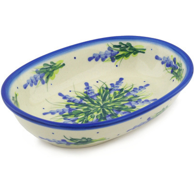 Polish Pottery Oval Bowl 8&quot; Lavender Fields