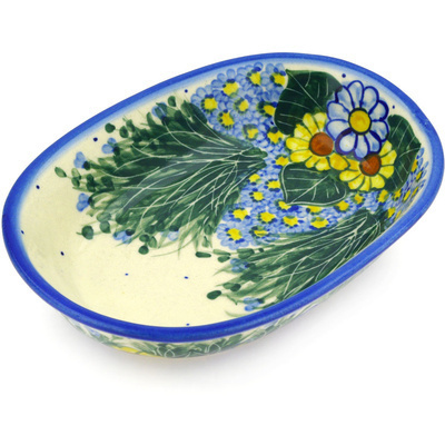 Polish Pottery Oval Bowl 8&quot; Wildflower Meadow