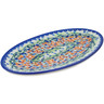 Polish Pottery Oval Plate 14&quot; Starburst Garland UNIKAT