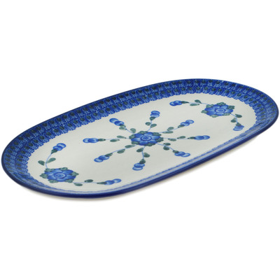 Polish Pottery Oval Platter 0&quot; Blue Poppies