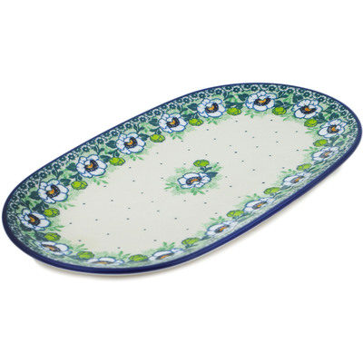 Polish Pottery Oval Platter 0&quot; Green Flora