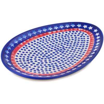 Polish Pottery Oval Platter 10&quot; Big Stars, Big Dreams