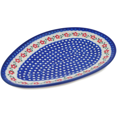 Polish Pottery Oval Platter 10&quot; Blossom Dots