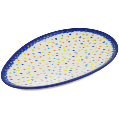 Polish Pottery Oval Platter 10&quot; Colorful Night