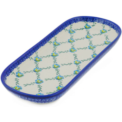 Polish Pottery Oval Platter 10&quot; Garden Games