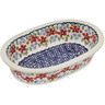 Polish Pottery Oval Platter 10&quot; Red Flower Meadow