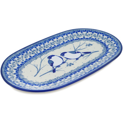 Polish Pottery Oval Platter 10&quot; Waiting Birds UNIKAT