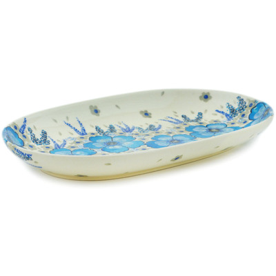 Polish Pottery Oval Platter 11&quot; Arctic Florescence UNIKAT