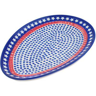 Polish Pottery Oval Platter 11&quot; Big Stars, Big Dreams