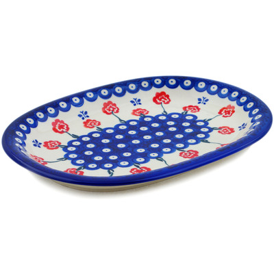 Polish Pottery Oval Platter 11&quot; Blue Eye Spring