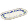 Polish Pottery Oval Platter 11&quot; Cerulean &amp; Teal Bubbles