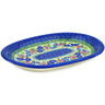 Polish Pottery Oval Platter 11&quot; Cobalt Water Meadow UNIKAT