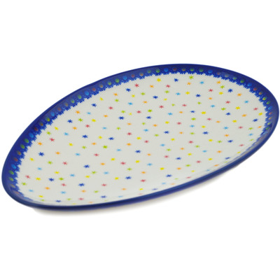 Polish Pottery Oval Platter 11&quot; Colorful Night