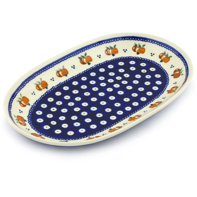 Polish Pottery Oval Platter 11&quot; Country Apple Peacock