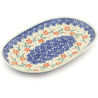 Polish Pottery Oval Platter 11&quot; Country Garden