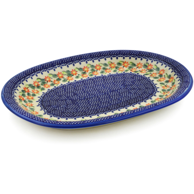 Polish Pottery Oval Platter 11&quot; Elegant Garland