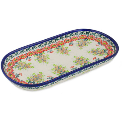 Polish Pottery Oval Platter 11&quot; Flora Fantasia UNIKAT