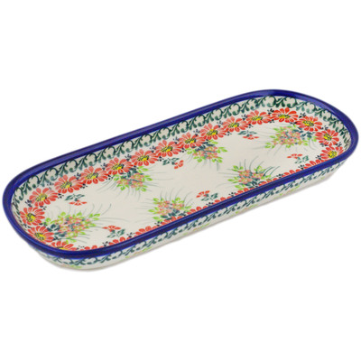 Polish Pottery Oval Platter 11&quot; Flora Fantasia UNIKAT