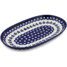 Polish Pottery Oval Platter 11&quot; Flowering Peacock