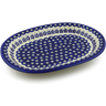 Polish Pottery Oval Platter 11&quot; Flowering Peacock