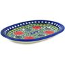 Polish Pottery Oval Platter 11&quot; Fowl In The Florals UNIKAT