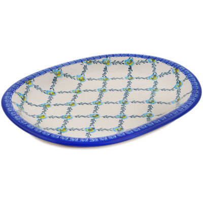 Polish Pottery Oval Platter 11&quot; Garden Games