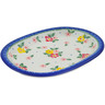 Polish Pottery Oval Platter 11&quot; Hibiscus Splendor