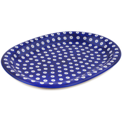 Polish Pottery Oval Platter 11&quot; Lovely Blue Eyes