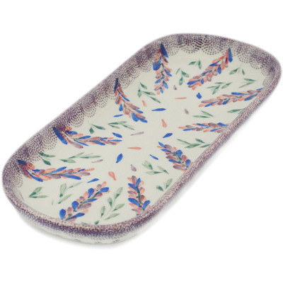 Polish Pottery Oval Platter 11&quot; Lupine Surprise UNIKAT