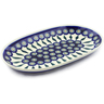Polish Pottery Oval Platter 11&quot; Peacock Leaves