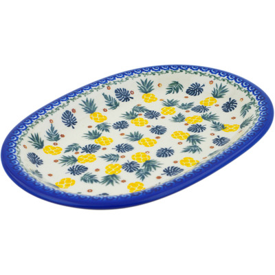 Polish Pottery Oval Platter 11&quot; Pineapple Parade
