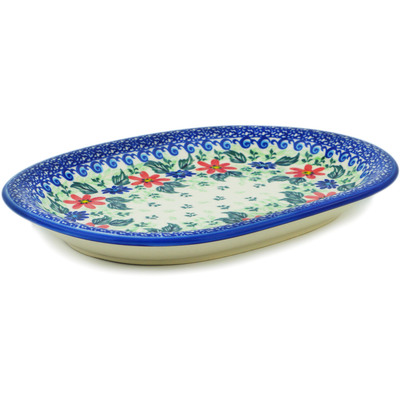 Polish Pottery Oval Platter 11&quot; Poppies Obsession UNIKAT