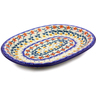 Polish Pottery Oval Platter 11&quot; Red Sunflower